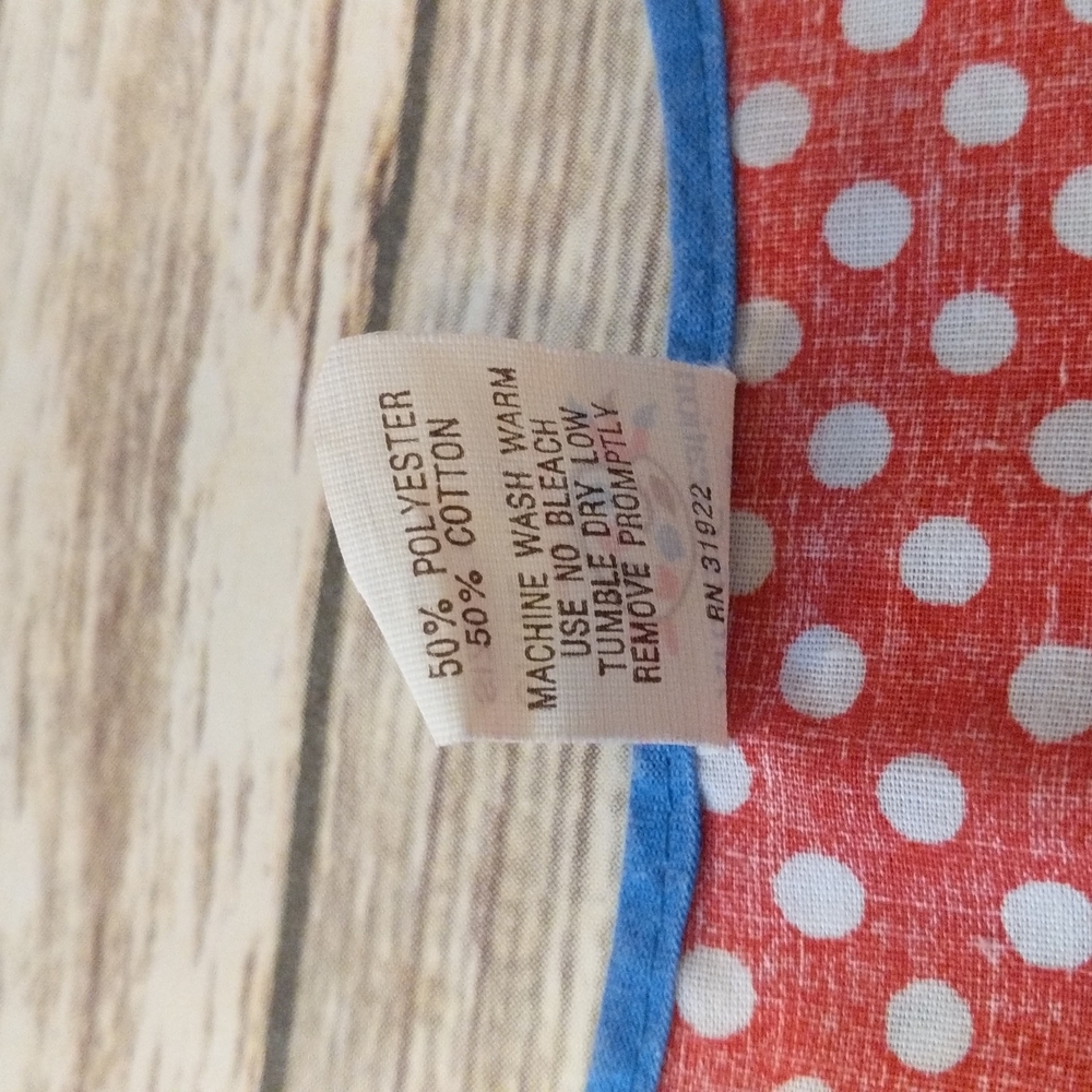 VTG Artistic Creation Red + Blue Apron w/Mushrooms - Picture 6 of 8